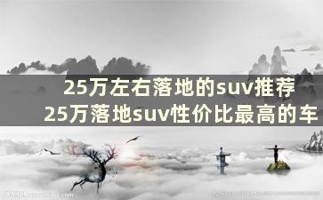 25万左右落地的suv推荐 25万落地suv性价比最高的车